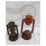 2pc Antique Kerosene Lanterns - Crescent & HSB