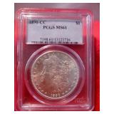 1890-CC US Morgan Silver Dollar MS61