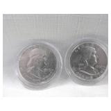 1949P & 1949D US Franklin Silver Half Dollars