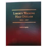 16pc Silver Walking Liberty Half Dollars In Book