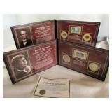 JFK Half Dollar & Lincoln Cent Coin & Stamp Sets