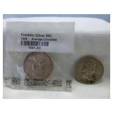 1954P & 1961D US Silver Franklin Half Dollars