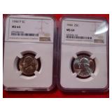 1944 Jefferson Nickel & Washington Quarter MS64