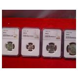 1945 US Silver Nickel, Dime, Quarter, Half MS64