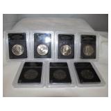 7pc Brilliant Uncirculated US Kennedy Half Dollars