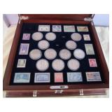 22pc Walking Liberty Silver 1/2 Coin & Stamp Set