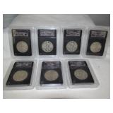 7pc War Time Walking Liberty Silver 1/2 Dollar Set