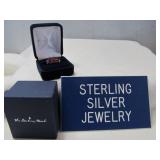 Danbury Mint Sterling Silver & Red CZ Patina Ring