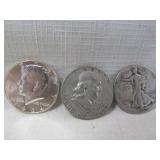 End of Era US Silver Half Dollar 3 Coin Set