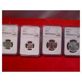 1943 US Silver Nickel, Dime, Quarter, Half MS64