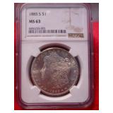 1885-S US Morgan Silver Dollar MS63