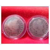 1902P & 1908P US Barber Silver Half Dollars