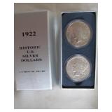 2pc 1922-P US Silver Peace Dollar Set