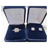 Danbury Mint Sterling Silver & CZ Ring & Earrings