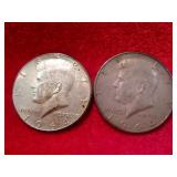 1964D & 1964P US Kennedy Silver Half Dollars
