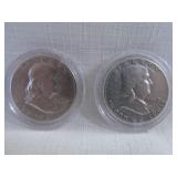 1940D & 1952S US Silver Franklin Half Dollars