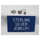 3pc Sterling Silver Jewelry - Cowboy & Texas
