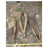 5pc Antique Wood & Cast Iron Horse Hames