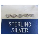 5pc Sterling Silver Ring Selection - All Size 7