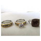 3pc Sterling Silver Rings - 2pc Set & Dome Ring