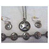 Sterling Silver Lone Star Western Jewelry Set