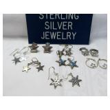 8 Pair Sterling Silver "Star" Earrings