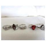 5pc Sterling Silver Rings - All Size 7.5