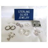 8 Pair Silver Earrings & 2 Matching Pendants