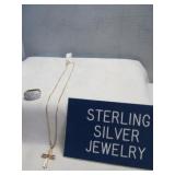 Classic Gold Tone Sterling Silver Necklace & Ring