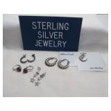Sterling Silver Jewelry - 4 Pair Earrings & Charm