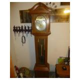 Vintage Long Case & Brass Grandmother Clock