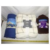 3pc - NEW Fleece Throws & Terry Lounge Chair Cover