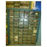 Large Metal Shop Organizer Bin with Contents