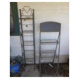 2pc Metal & Wrought Wire Plant Stand Garden Shelf