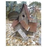 Hand Made Barn Wood & Metal 22" Tall Bird House