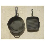 2pc Cast Iron Grill Pan & Skillet