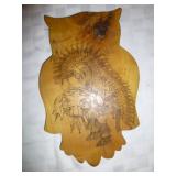 Etched Natural Wood Slab - Native American "Owl"