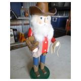 Cowboy Santa 10" Wood Nut Cracker