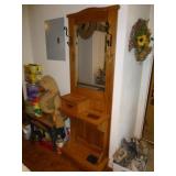 Wood & Wrought Iron Mirror Hall Tree