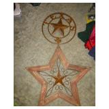 Metal Texas Lone Star Sign & Large Wood Star