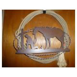 Rope Lariat (Lasso) with Praying Cowboy Metal Art