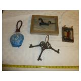 4pc - Hand Painted Cow Bell, Texas Thermometer ++