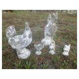 5pc Concrete Yard Bird Family - Chickens!