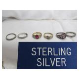 6pc Sterling Silver Rings