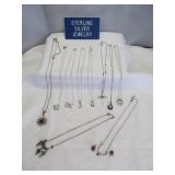 10pc Sterling Silver Necklaces & Stud Earring Set