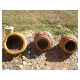 3pc Clay Ceramic "Leaning" Planter Pots