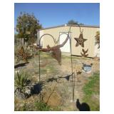 2pc Iron Plant Hangers w/ Metal Western Yard Art
