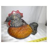 Cast Metal & Glass Rooster Accent Lamp