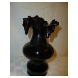 Ruffled Edge Amethyst Art Glass Vase