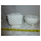 Vintage Fenton & Westmoreland Milk Glass - 2pc
